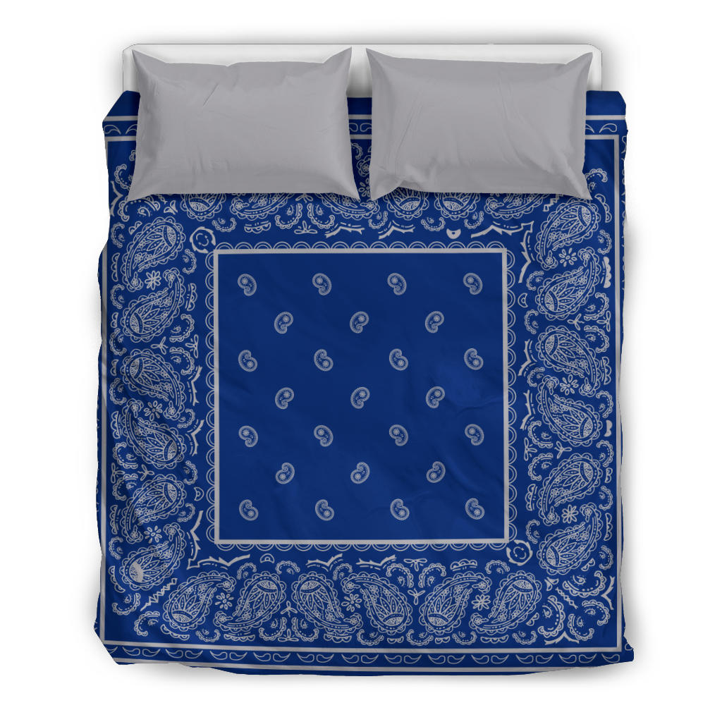 blue and grey bandana duvet