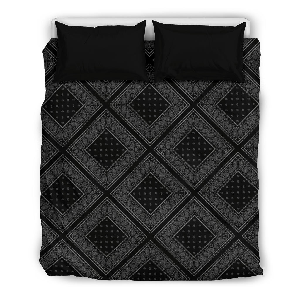 Black and Gray Bandanas Duvet Cover Set
