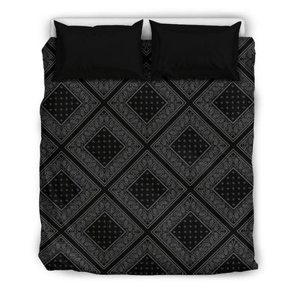 Black and Gray Bandanas Duvet Cover Set