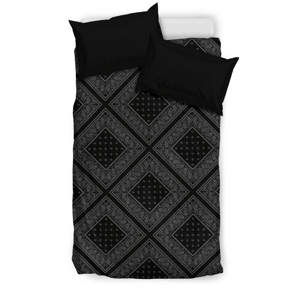 Black and Gray Bandanas Duvet Cover Set