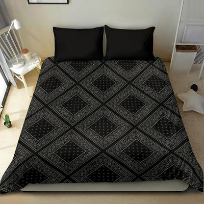 Black and Gray Bandanas Duvet Cover Set