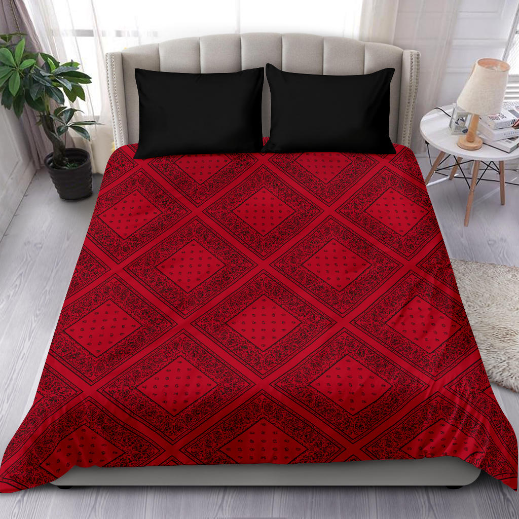 Red and Black Bandanas Duvet Cover Set