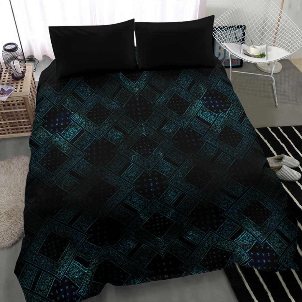 black and blue bandana bedding