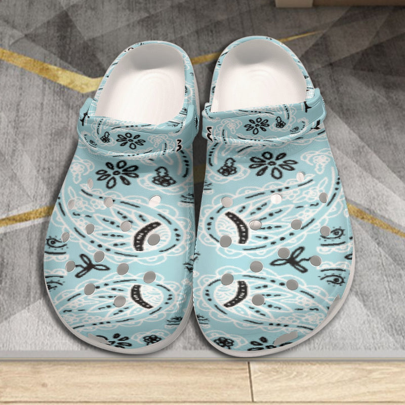 Women's Baby Blue Classic Big Bandana Clogs