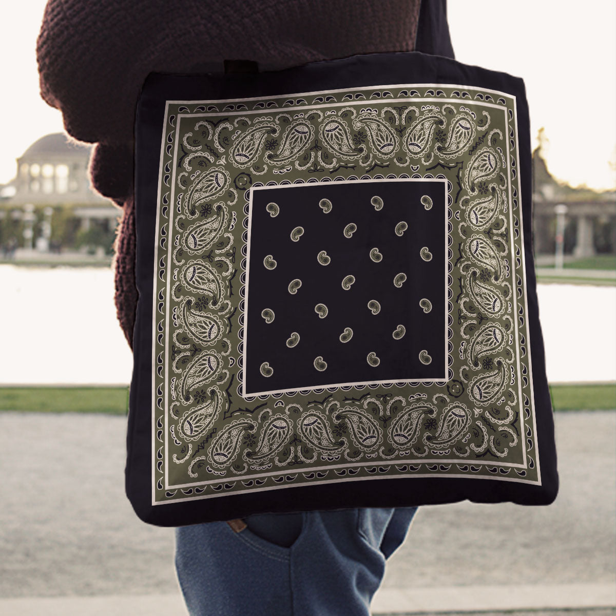 army green bandana tote bags