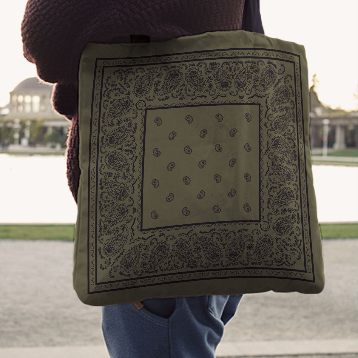 green bandana tote bag