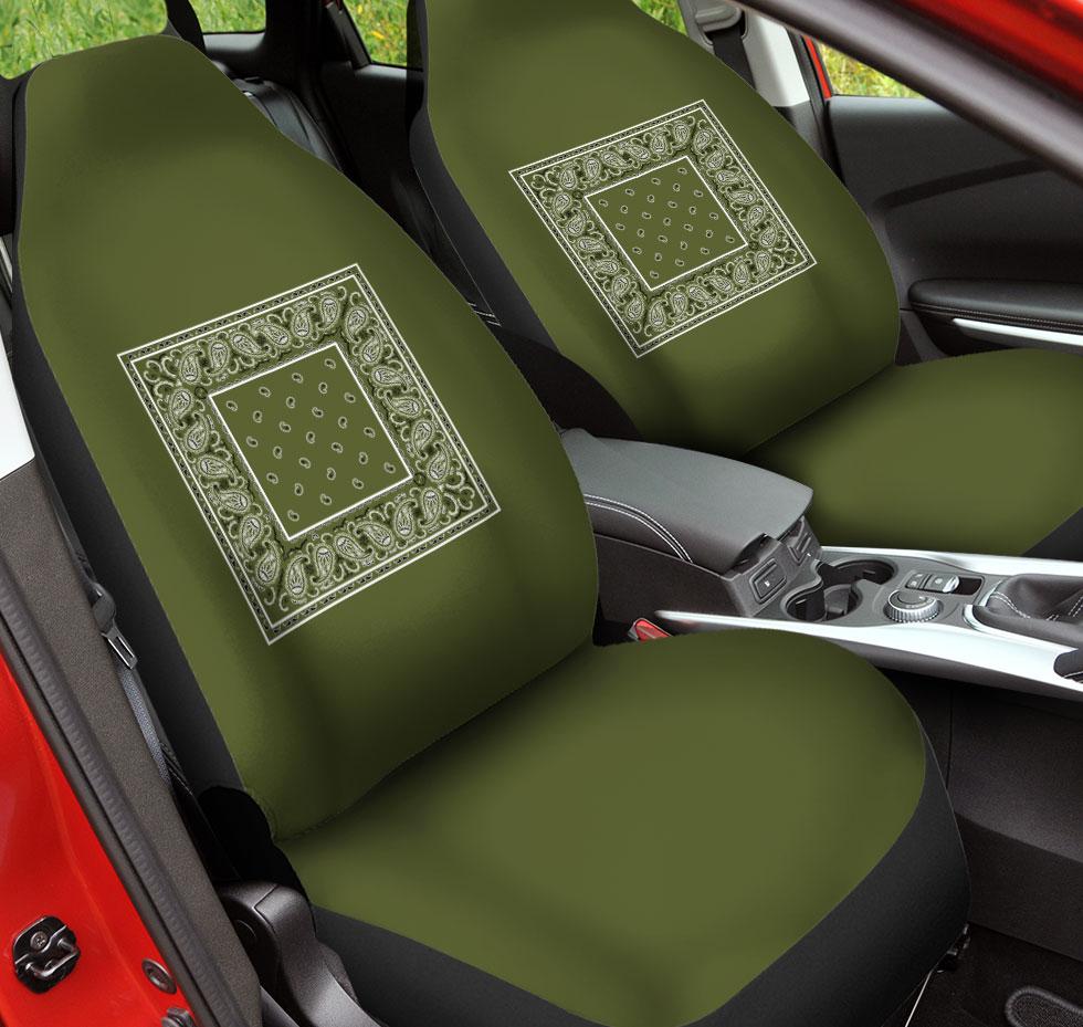 Army Green Bandana Car Seat Covers - Minimal