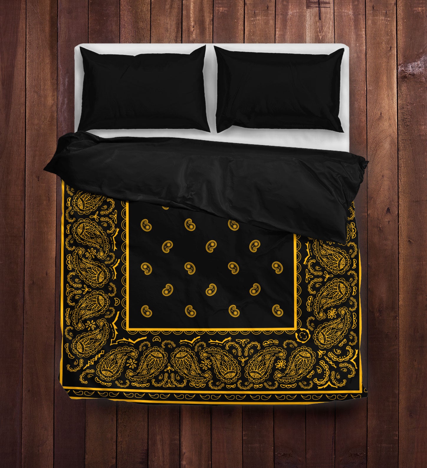 Black Gold Bandana Duvet Covet Set