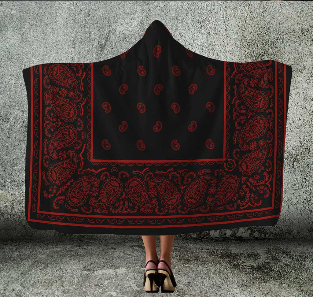 black with red hooded bandana blanket