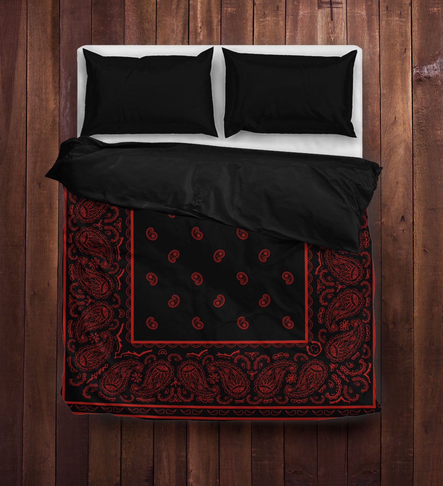 Black and Red Bandana Duvet Cover Set