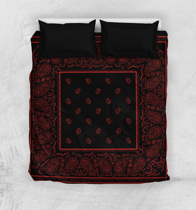 Black and Red Bandana Duvet Cover Set