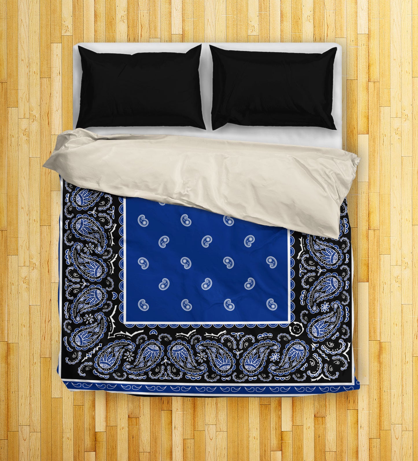 blue and black bandana duvet covers