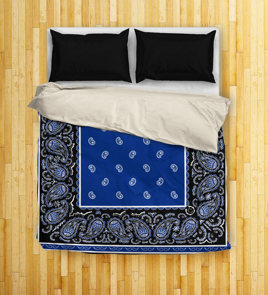 blue and black bandana duvet covers