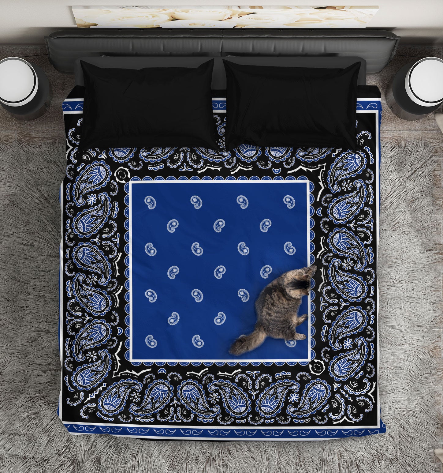 blue and black bandana duvet covers