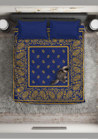 Blue and Gold Bandana Duvet Cover Set