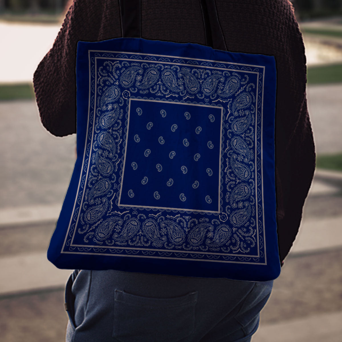 Blue and Gray Bandana Bag