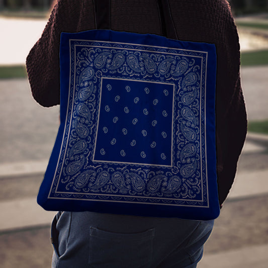 Blue and Gray Bandana Bag