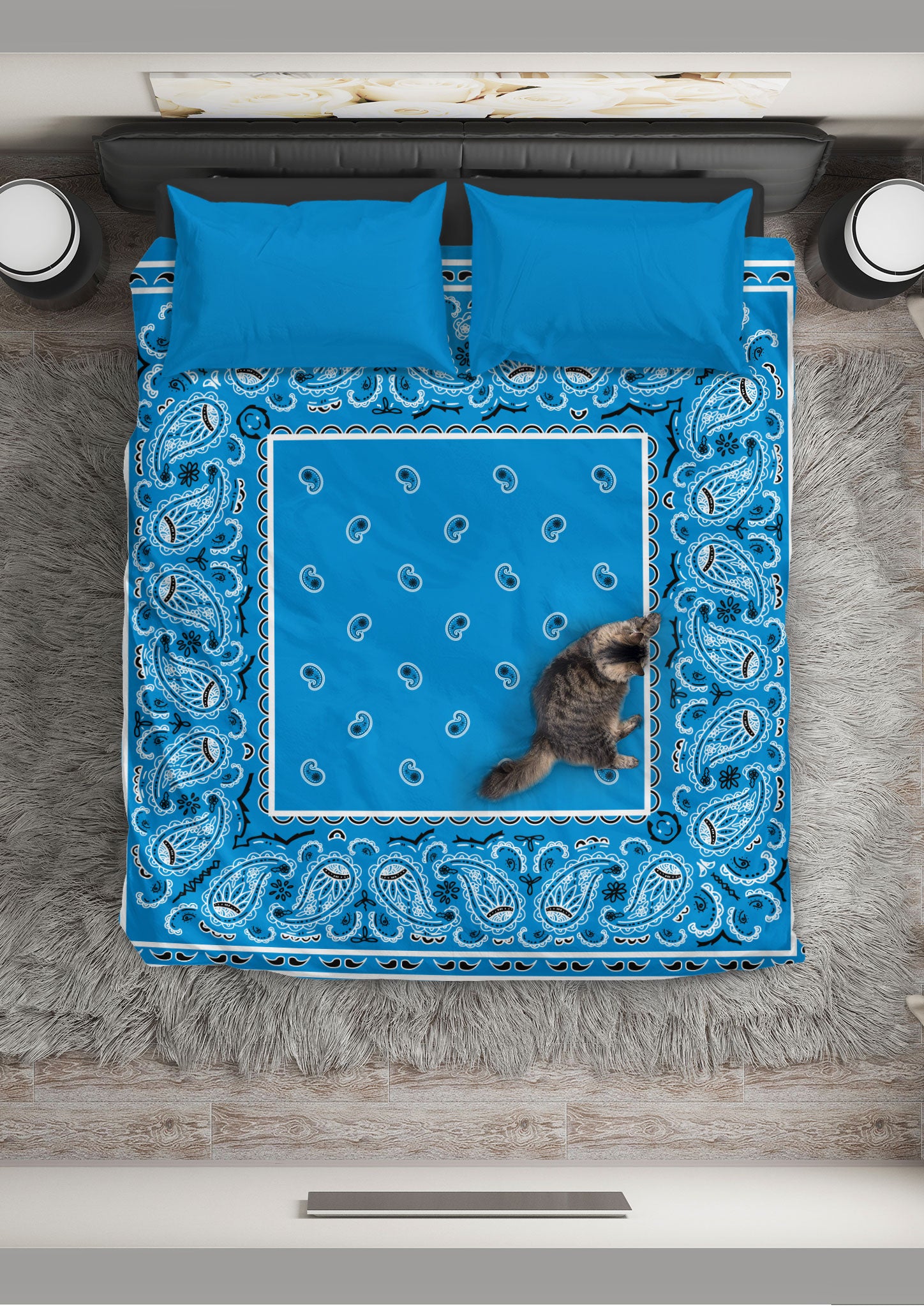 Sky Blue Bandana Duvet Cover Set