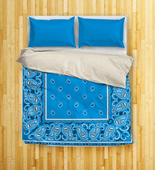 Blue Bandana Duvet Cover Set