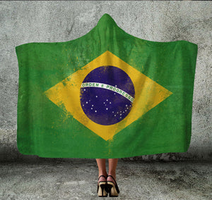 Brazil Flag Hooded Blanket