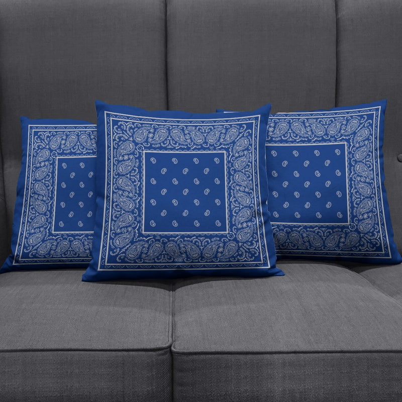 Blue and Grey Bandana Pillow Covers