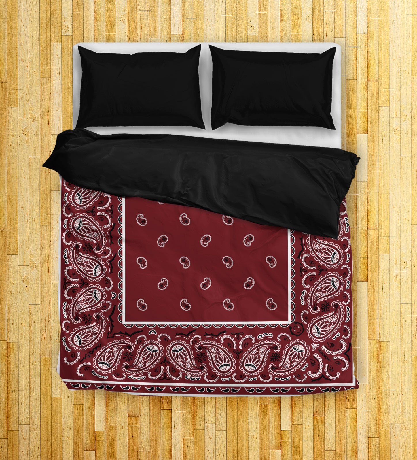 Burgundy Bandana Duvet Cover Set