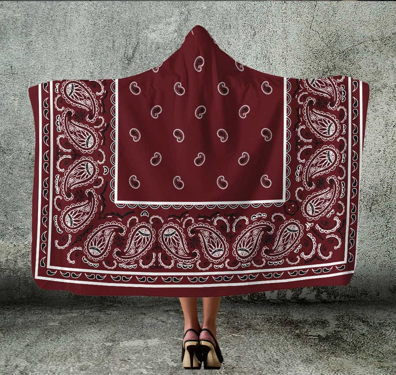 burgundy hooded bandana blanket