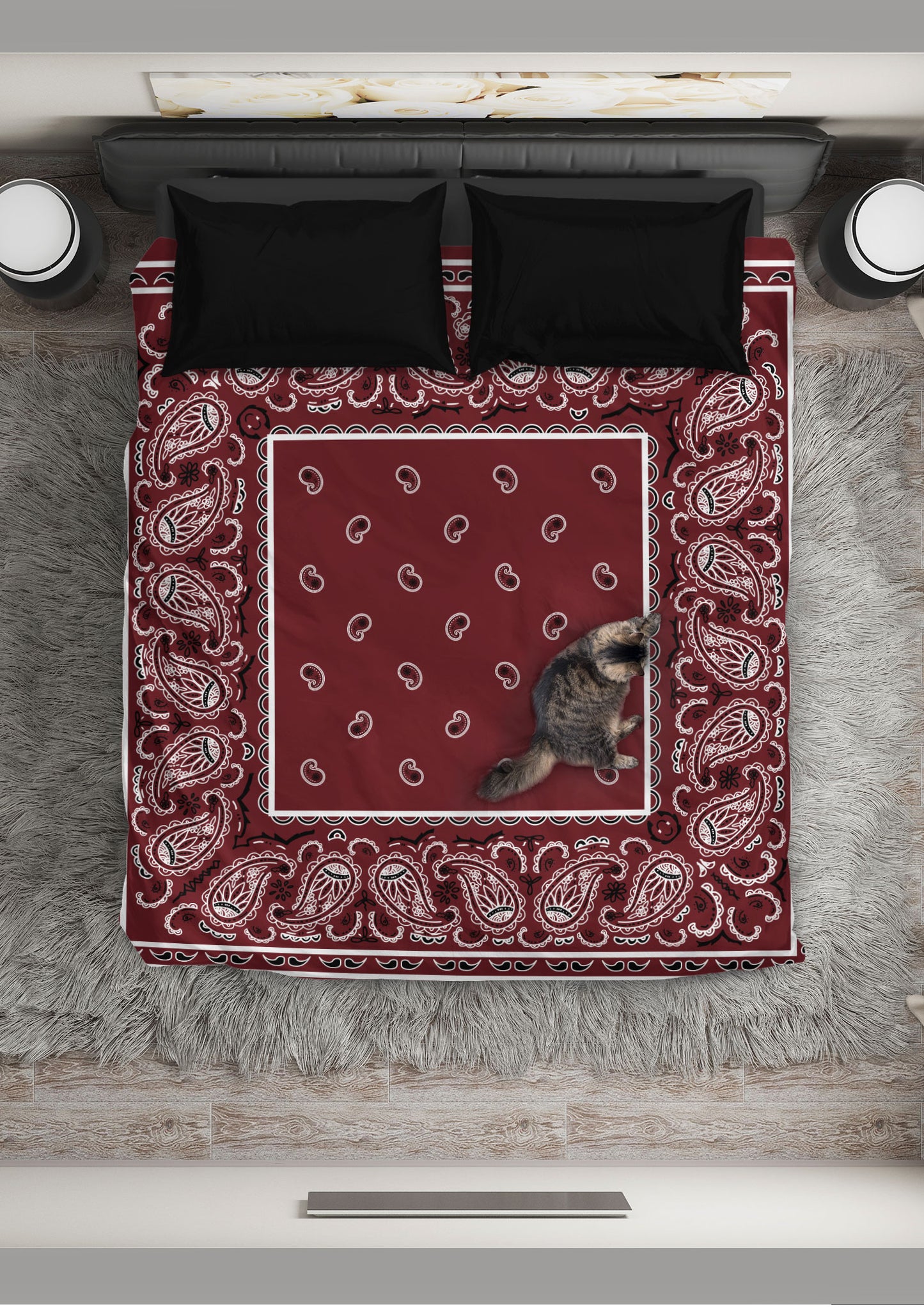 Burgundy Bandana Duvet Cover Sets