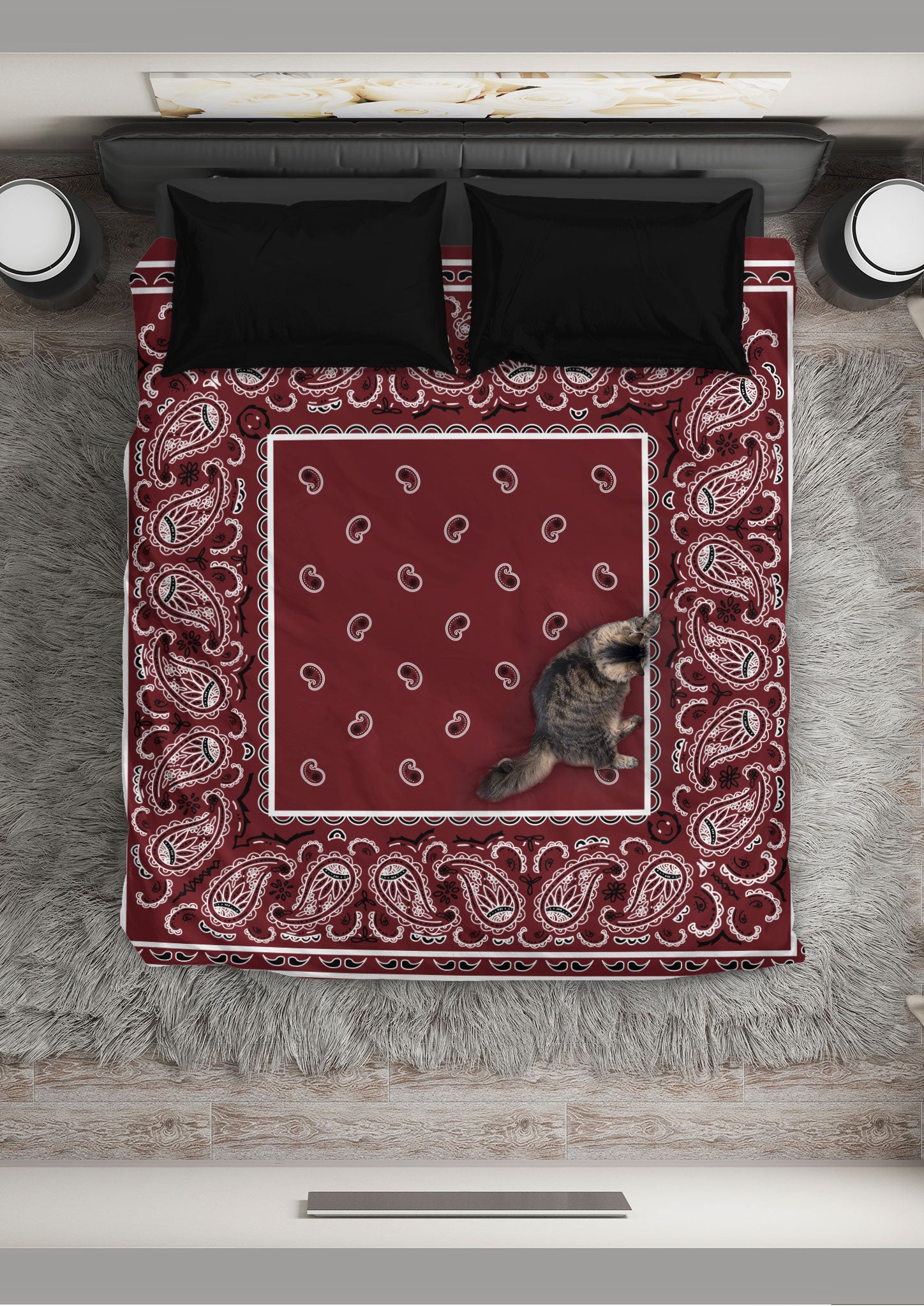 Burgundy Bandana Duvet Cover Sets