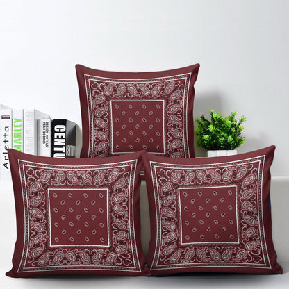 burgundy red bandana throw pillows
