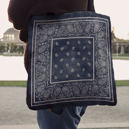 blue jeans bandana tote bag