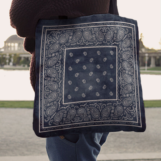 blue jeans bandana tote bag