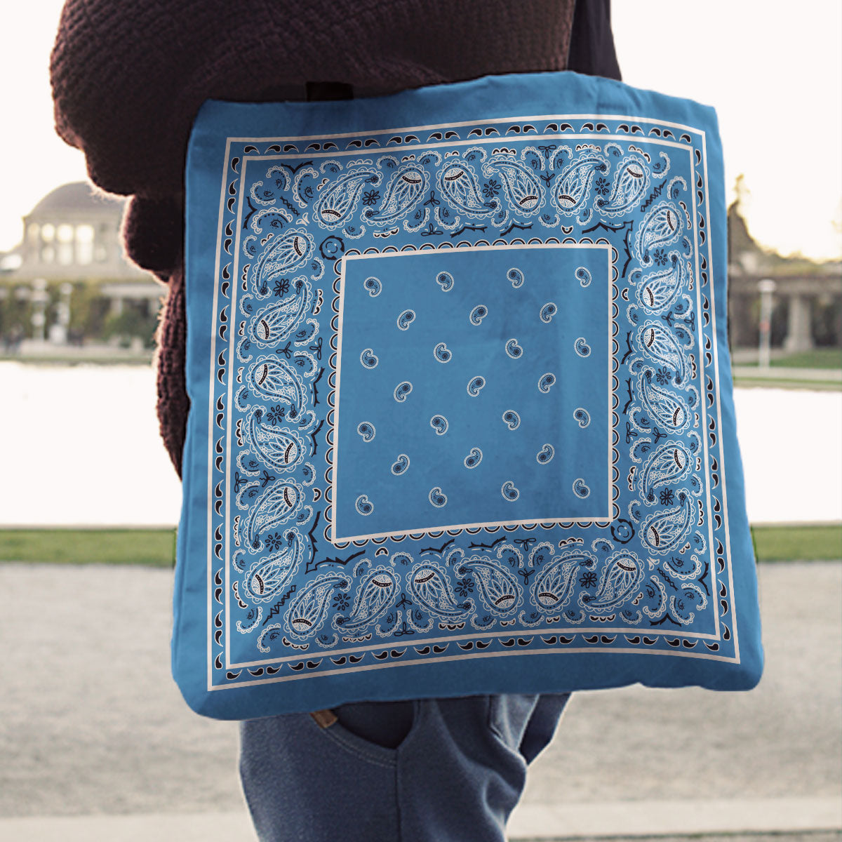 sky blue bandana tote bag