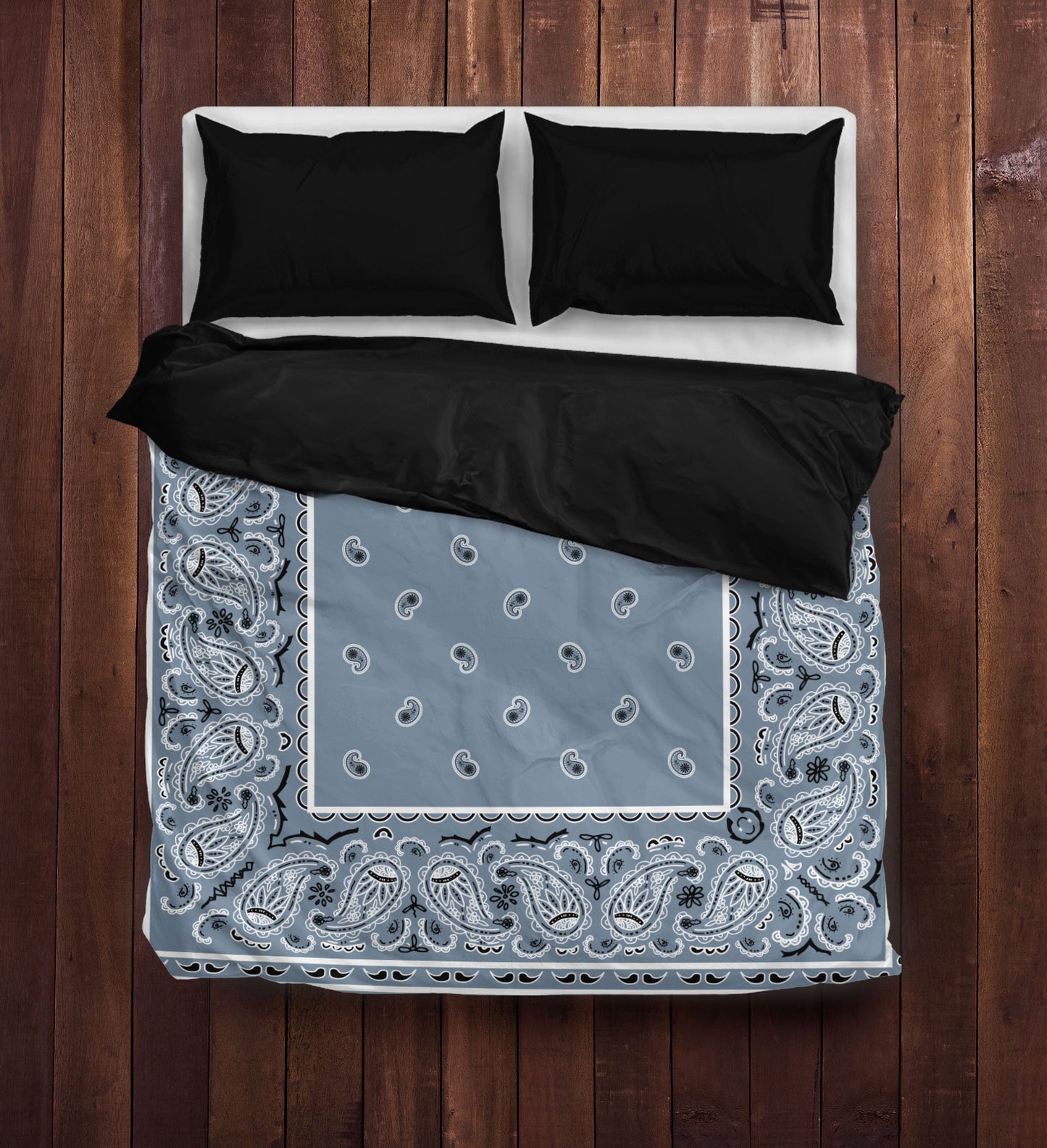 Slate Blue Bandana Duvet Cover Set
