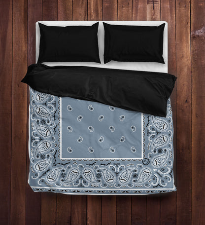 Slate Blue Bandana Duvet Cover Set