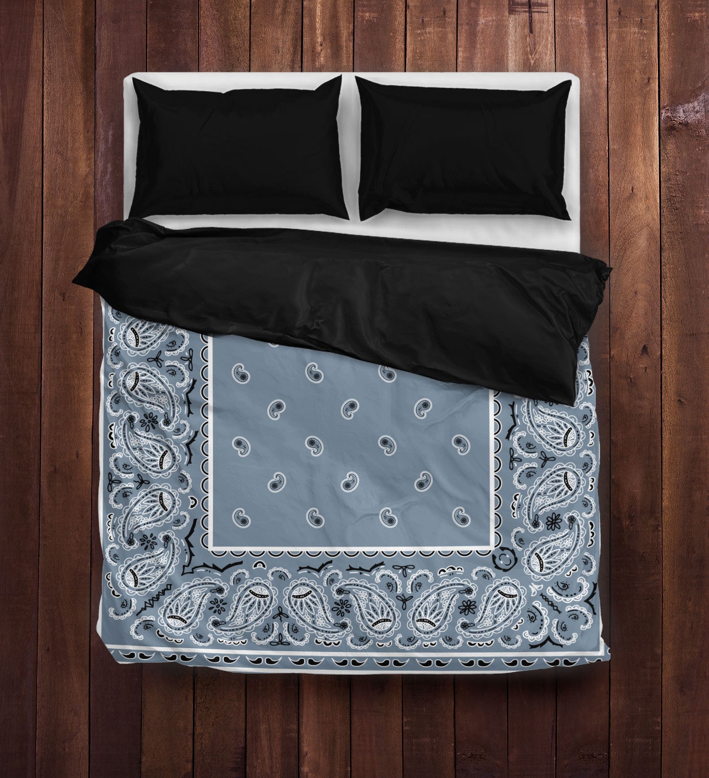 Navy Blue Blue Bandana Blanket Set Slate Blue Bandana Duvet Cover