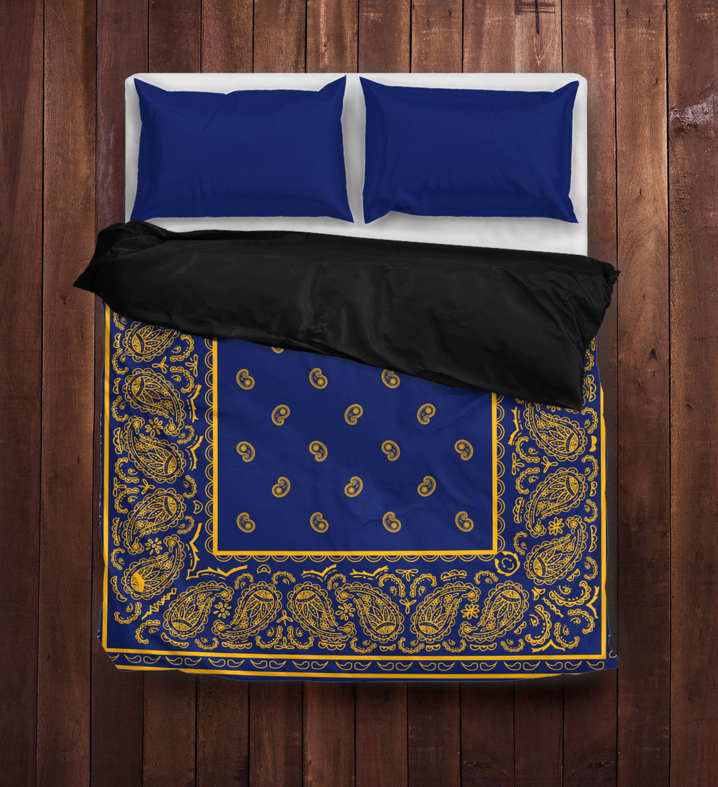 Blue and Gold Bandana Duvet Cover Sets