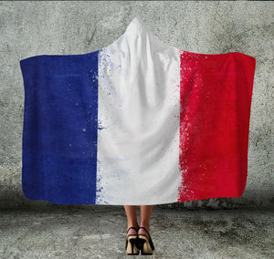 French Flag Hooded Blanket