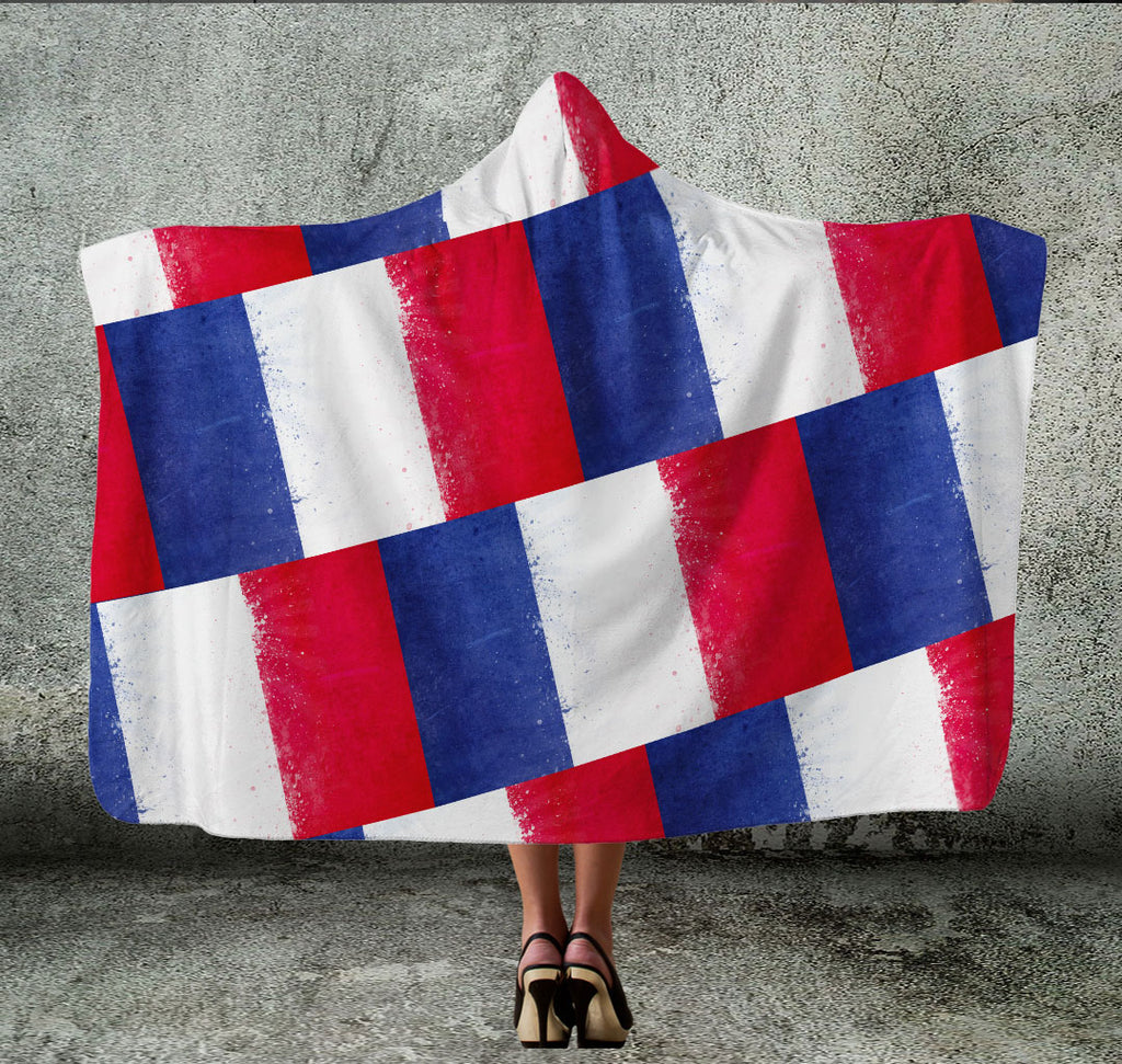 French Flag Hooded Blanket