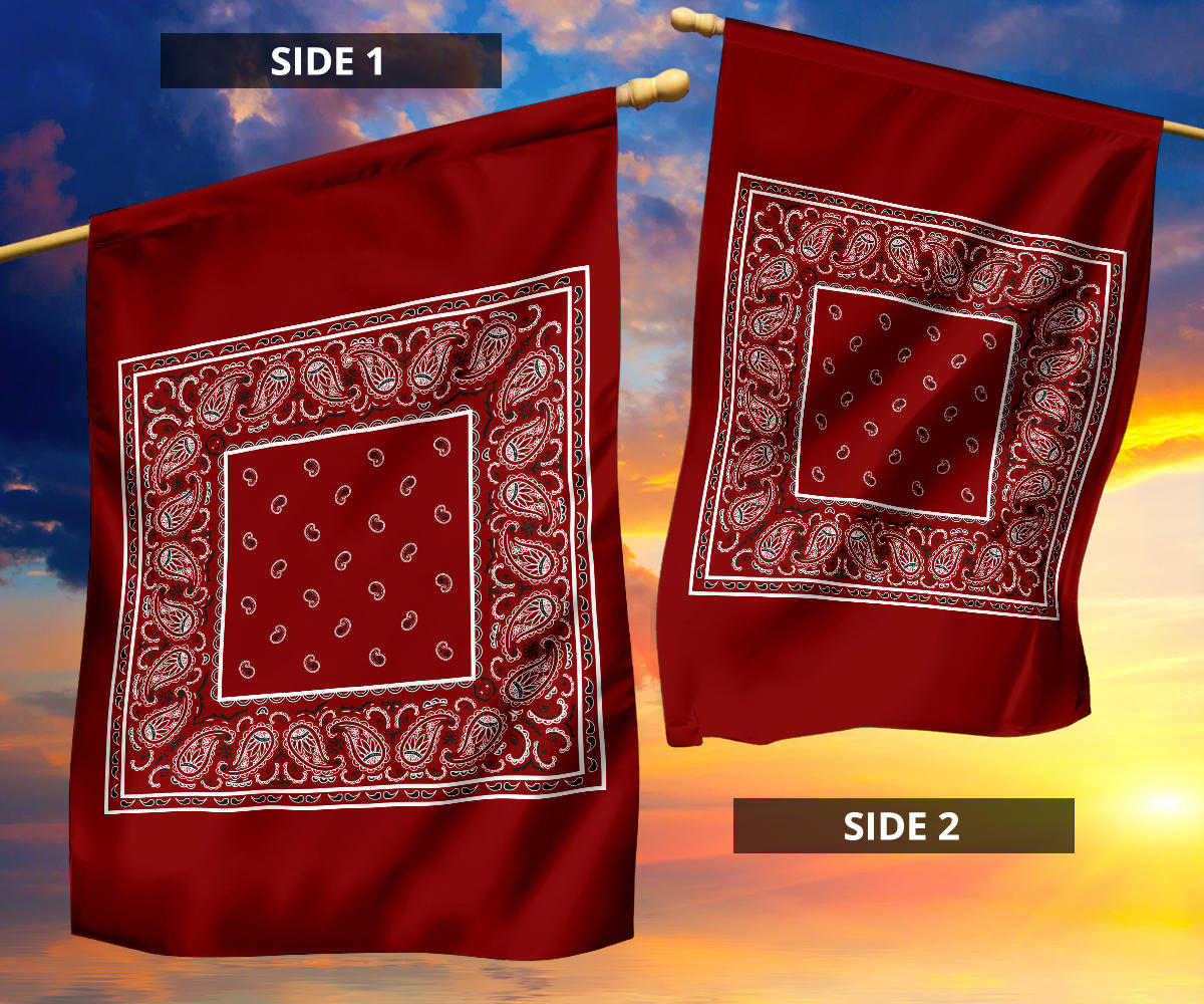 Maroon Bandana Home and Garden Flags