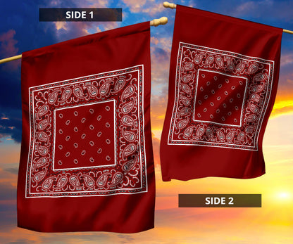 Maroon Bandana Home and Garden Flags