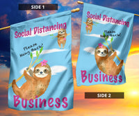 Funny Social Distancing Sloth Flag Sign for Businesses