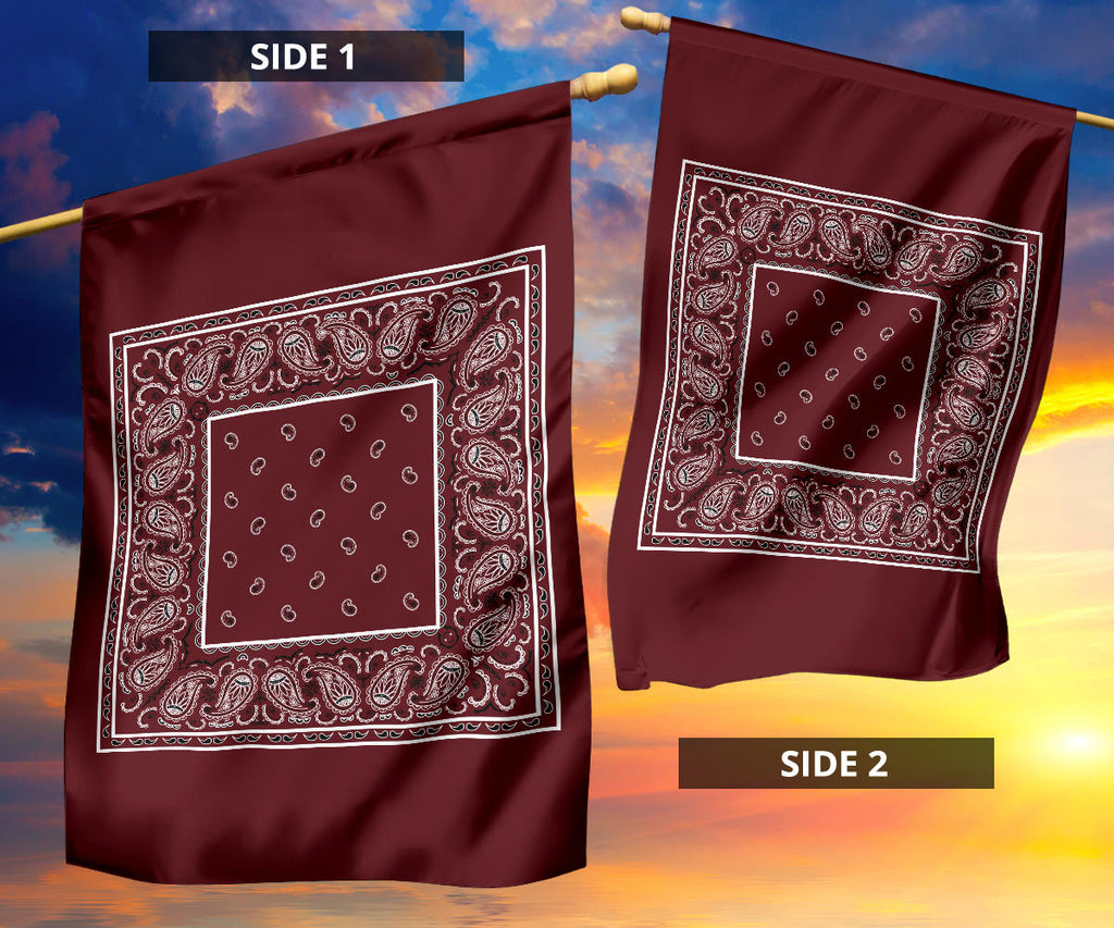 Burgundy Bandana Home and Garden Flags