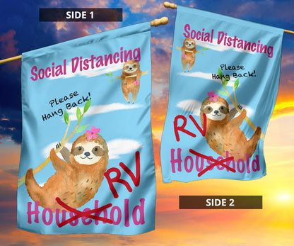 Social Distancing Sloth Flag Signs for RVers