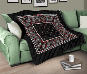Wicked Black Bandana Quilted Throw Blanket
