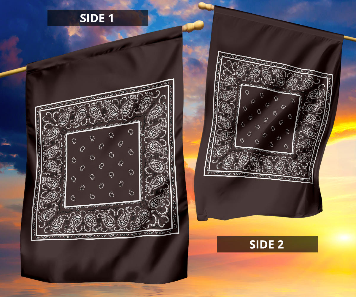 Coffee Brown Bandana Home and Garden Flags
