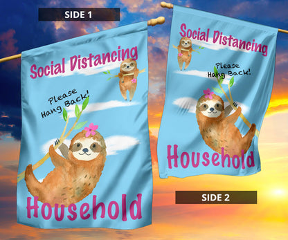 Social Distancing Sloth Flags for Home and Garden