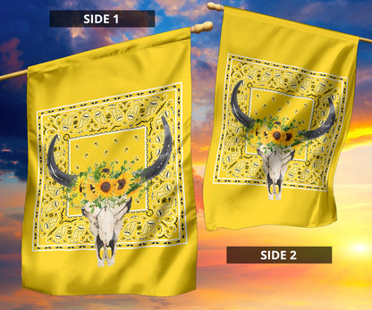 Sunflower Bull Skull Home and Garden Flags