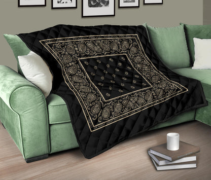 Black and Khaki Bandana throw Quilts