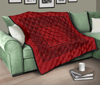 Red with Black Bandana Quilted Throw Blanket